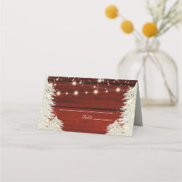 きらめく素朴ウッドストリングライトツリー結婚ズ プレイスカード