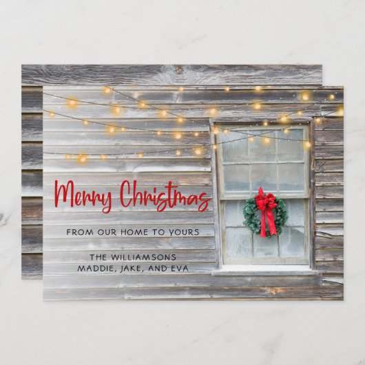 きらめく素朴ライトクリスマスのある居心地の良いキャビン (正面/裏面)