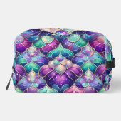 きらめく紫のティール（緑がかった色）マーメイドはかりで測コスメティックバッグ ドップキット (裏面)