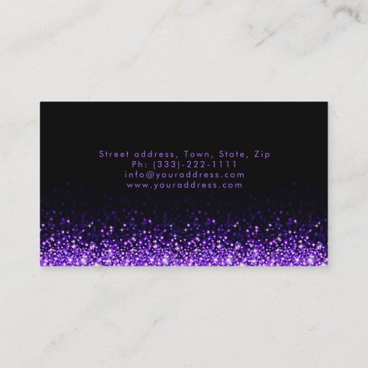 きらめく紫の唇ブラックビジネスカード 名刺 (裏面)