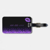 きらめく紫の唇ブラックラゲージタグ ラゲッジタグ (裏面横)