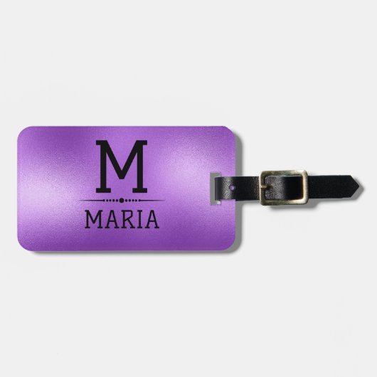 きらめく紫の抽象芸術背景 ラゲッジタグ (正面横)