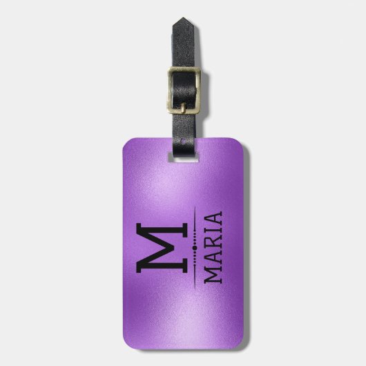 きらめく紫の抽象芸術背景 ラゲッジタグ (正面縦)