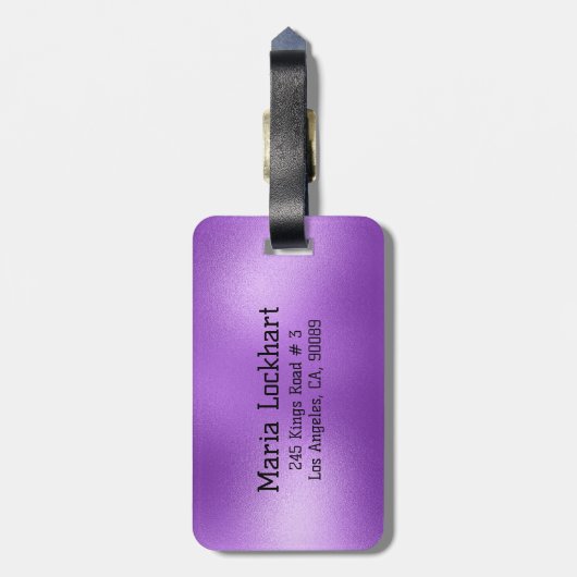 きらめく紫の抽象芸術背景 ラゲッジタグ (裏面縦)