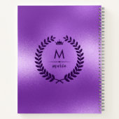 きらめく紫の背景とローレルリース ノートブック (裏面)