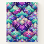 きらめく紫色の人魚の尾のプリント名 ノートブック (裏面)