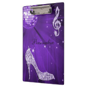 きらめく紫色の薄紫音楽ノート及びスチレットヒール クリップボード (左)