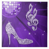 きらめく紫色の薄紫音楽ノート及びスチレットヒール タイル (正面)