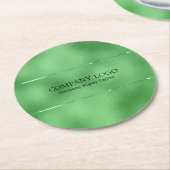 きらめく緑色の虹色ガラスのフェイク画像 ラウンドペーパーコースター (アングル)