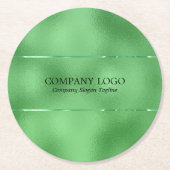 きらめく緑色の虹色ガラスのフェイク画像 ラウンドペーパーコースター (正面)