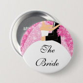 きらめく花嫁のブライダルパーティボタン/Pinのピンク 缶バッジ (正面&裏面)
