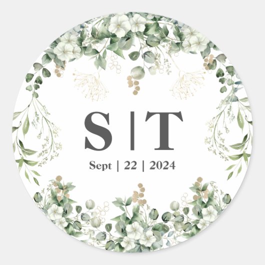 きらめく葉た：ボタパーソナライズされたニカルステッカー ラウンドシール (正面)