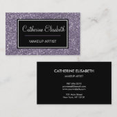 きらめく薄紫の紫色のグリッター、ガーリーかわいらしい 名刺 (正面/裏面)