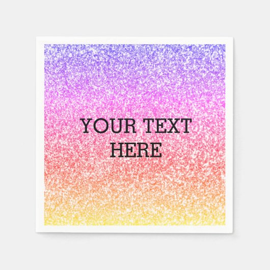 きらめく虹エレガントカラフルかわいいグリッター スタンダードカクテルナプキン (正面)