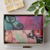 きらめく蝶、ピンク、黒い渦巻きモノグラム 薄葉紙 (ギフト)