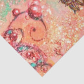 きらめく蝶、ピンク、黒い渦巻きモノグラム 薄葉紙 (詳細)