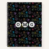 きらめく蝶 – フェイクグリッターパターン ノートブック (正面)