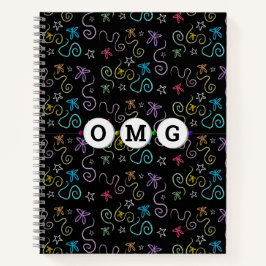 きらめく蝶 – フェイクグリッターパターン ノートブック