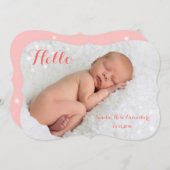 きらめく誕生の発表-珊瑚 案内状 (正面/裏面)