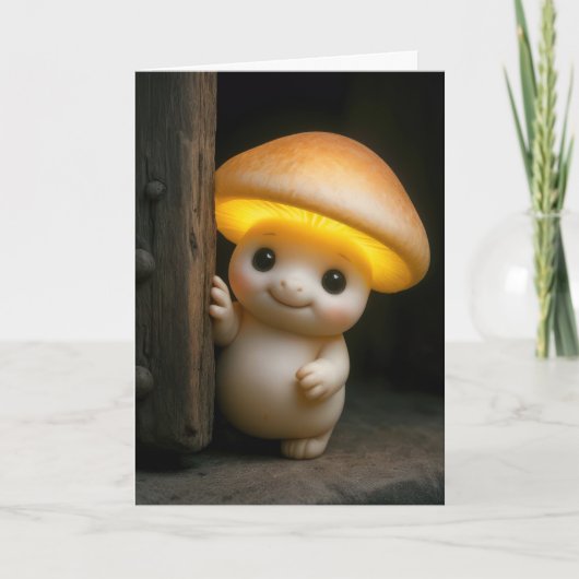 きらめく誕生日のキノコの小人 カード (正面)
