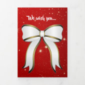 きらめく赤いクリスマスダブル折りフォトカード 三つ折りクリスマスカード (カバー)