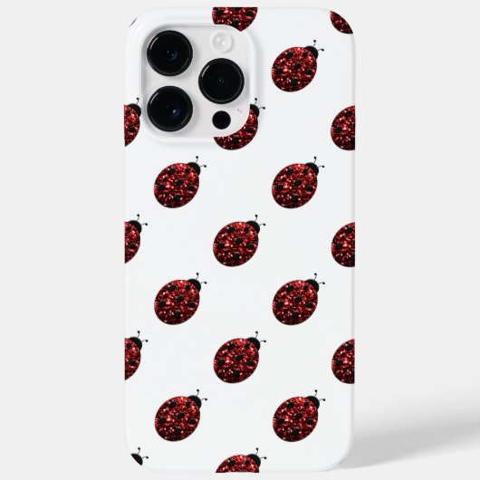 きらめく赤いスパークル テントウムシ柄 Case-Mate iPhoneケース (裏面)