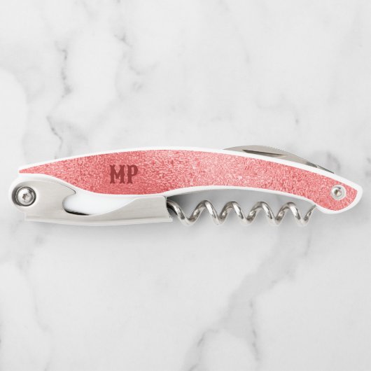 きらめく赤い虹色のテクスチャ ソムリエナイフ (正面)