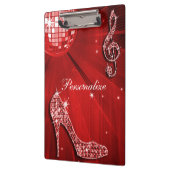 きらめく赤い音楽ノート及びスチレットヒール クリップボード (左)