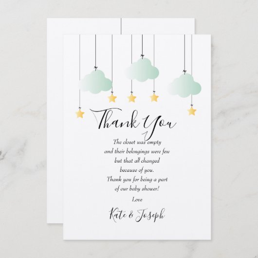 きらめく赤ちゃんシャワーありがとう詩 サンキューカード (正面/裏面)