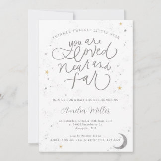 きらめく赤男女兼用ちゃんシャワー 招待状