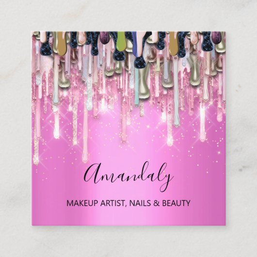 きらめく金ゴールドに輝くカード スクエア名刺 (正面)