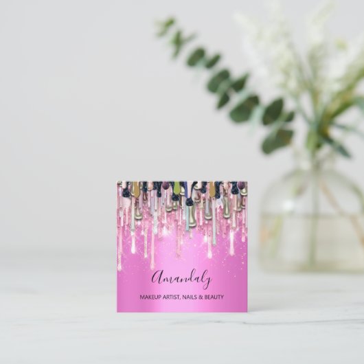 きらめく金ゴールドに輝くカード スクエア名刺 (スタンド正面)