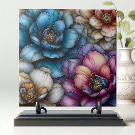 きらめく金ゴールドのアクセントで華やかな花 タイル