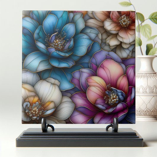 きらめく金ゴールドのアクセントで華やかな花 タイル