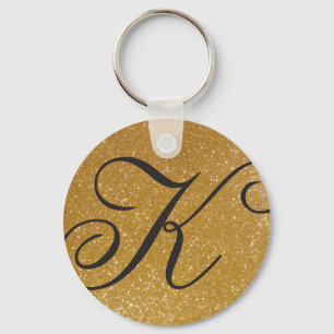 きらめく金ゴールドのグリッターのモノグラムのなkeychain キーホルダー