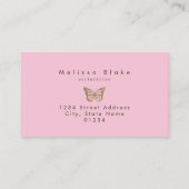 きらめく金ゴールドのフェイク蝶のロゴ 名刺 (裏面)