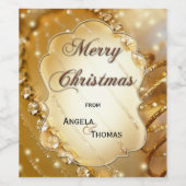 きらめく金ゴールドカスタムクリスマスワインラベル ワインラベル (シングルラベル)