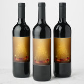 きらめく金ゴールドクリスマスツリー ワインラベル (ボトル)