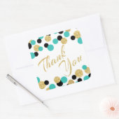 きらめく金ゴールドグリッターとティール(緑がかった色)紙吹雪ありがとう スクエアシール (封筒)