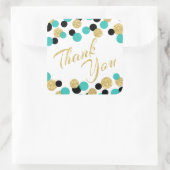 きらめく金ゴールドグリッターとティール(緑がかった色)紙吹雪ありがとう スクエアシール (バッグ)