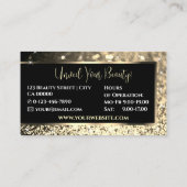 きらめく金ゴールドグリッターフレームのフラッシュインスパイア写真 名刺 (裏面)