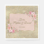 きらめく金ゴールドグリッター赤面フローラ結婚 スタンダードランチョンナプキン (正面)