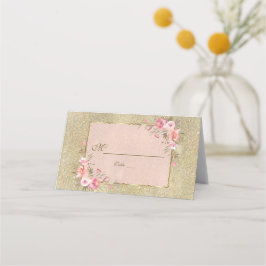 きらめく金ゴールドグリッター赤面フローラ表番号 プレイスカード