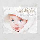 きらめく金ゴールドスターズベビーガール誕生のお知らせ 案内ポストカード (正面)