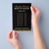 きらめく金ゴールドスターデザインブラックプライスリスト チラシ (ハンドル)