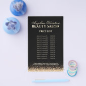 きらめく金ゴールドスターデザインブラックプライスリスト チラシ (シングル)