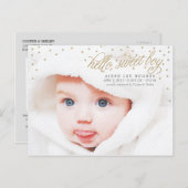 きらめく金ゴールドスター男の赤ちゃん誕生のお知らせ 案内ポストカード (正面/裏面)