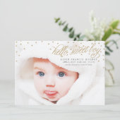 きらめく金ゴールドスター男の赤ちゃん誕生のお知らせ 案内状 (スタンド正面)