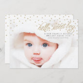 きらめく金ゴールドスター男の赤ちゃん誕生のお知らせ 案内状 (正面/裏面)