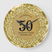 きらめく金ゴールドダイヤ50結婚周年記念 ラージ壁時計 (正面)